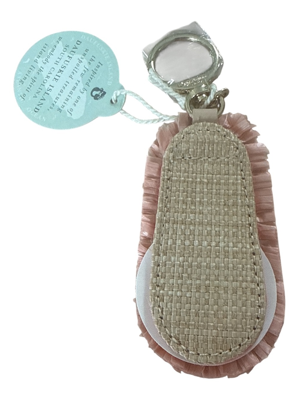 NWT Spartina 449 Raffia Palm Tree Keychain with Pink Fringe - Picture 2 of 2